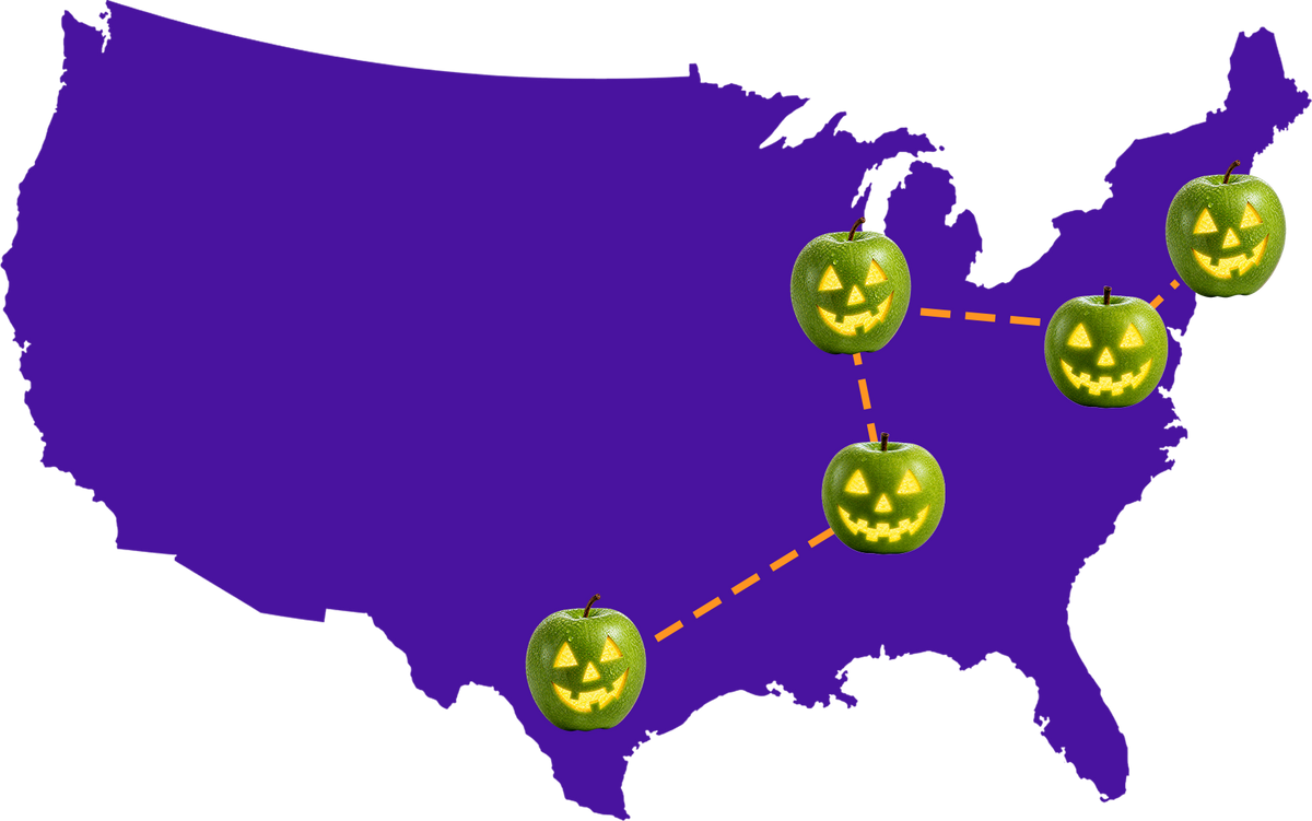 Map of the tour route across the United States
