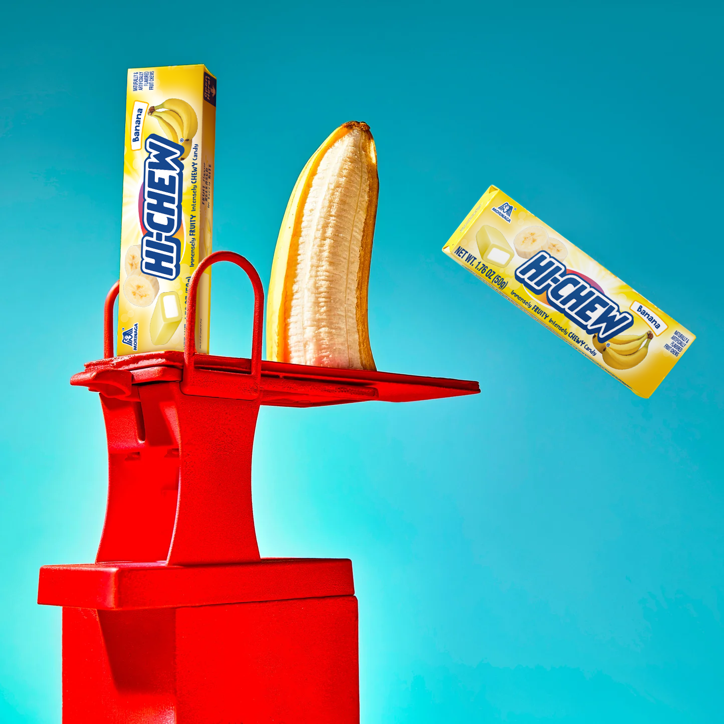 Hi-CHEW Banana Stick jumping off diving board