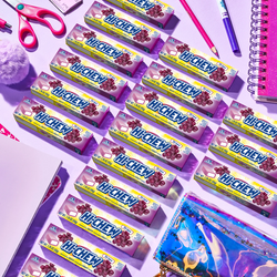 Hi-CHEW Grape Sticks next to school supplies