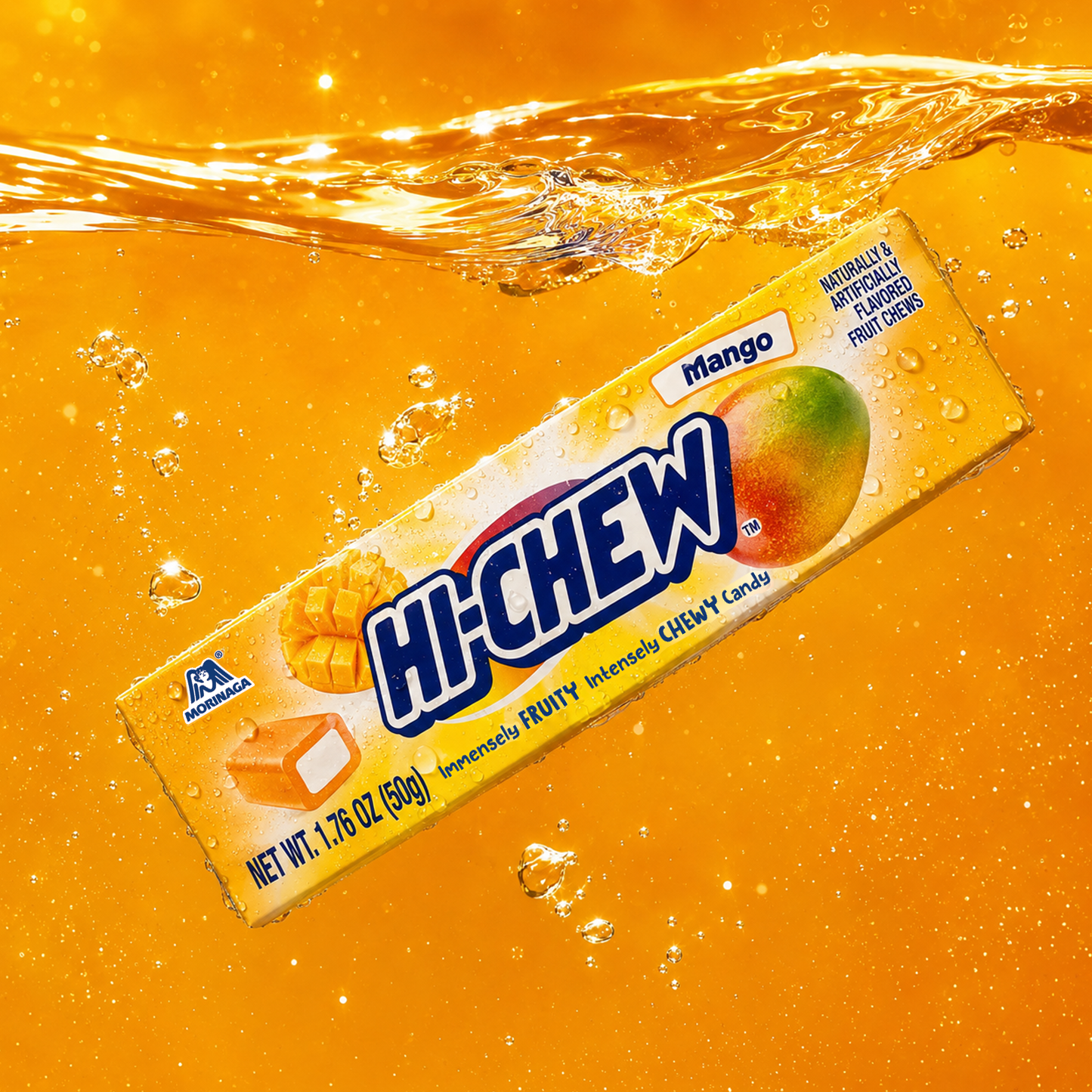 Hi-CHEW Mango Stick submerged in water